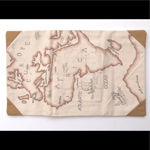 Wallet trifold hand drawn old world map men's - Picture 2 of 4